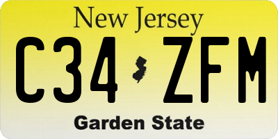 NJ license plate C34ZFM