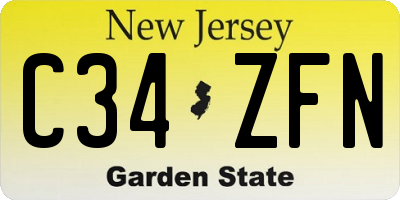 NJ license plate C34ZFN