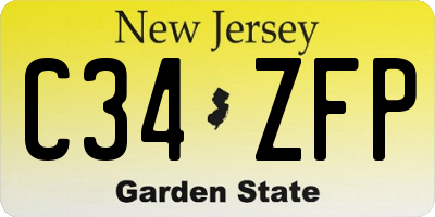 NJ license plate C34ZFP