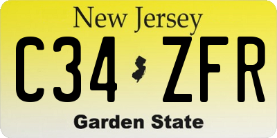 NJ license plate C34ZFR