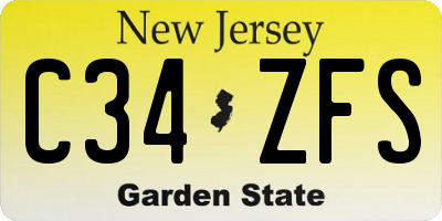 NJ license plate C34ZFS