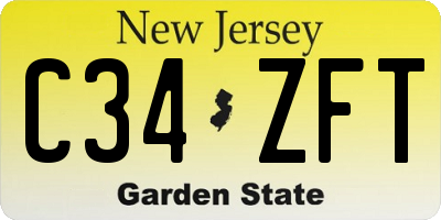 NJ license plate C34ZFT