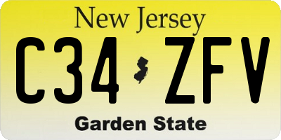 NJ license plate C34ZFV