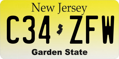 NJ license plate C34ZFW