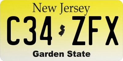 NJ license plate C34ZFX