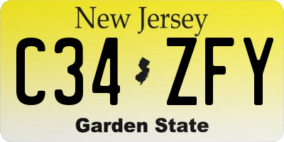 NJ license plate C34ZFY
