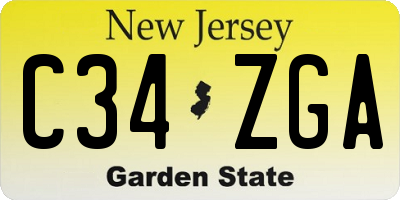 NJ license plate C34ZGA