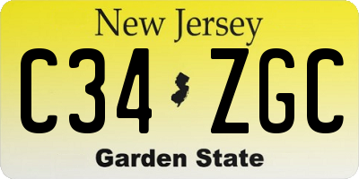 NJ license plate C34ZGC