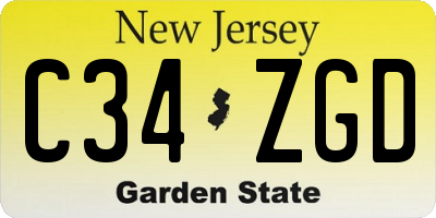 NJ license plate C34ZGD