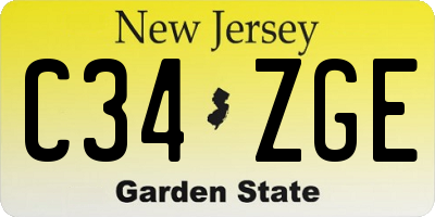 NJ license plate C34ZGE