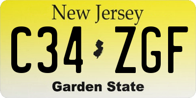 NJ license plate C34ZGF