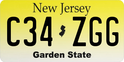 NJ license plate C34ZGG