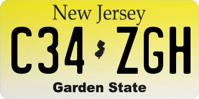 NJ license plate C34ZGH