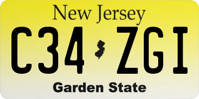 NJ license plate C34ZGI