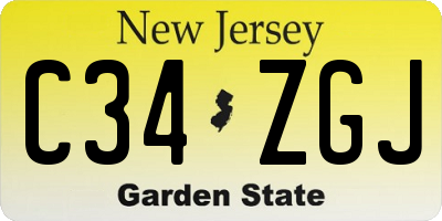 NJ license plate C34ZGJ