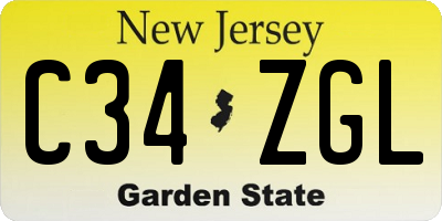 NJ license plate C34ZGL