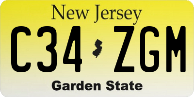 NJ license plate C34ZGM