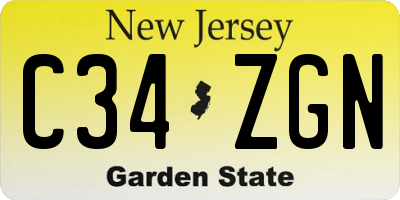 NJ license plate C34ZGN