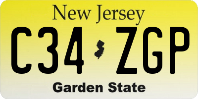 NJ license plate C34ZGP