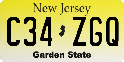 NJ license plate C34ZGQ