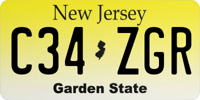 NJ license plate C34ZGR