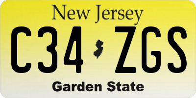NJ license plate C34ZGS