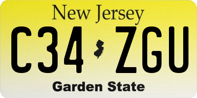 NJ license plate C34ZGU