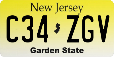 NJ license plate C34ZGV