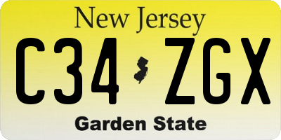 NJ license plate C34ZGX