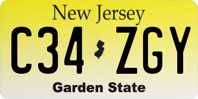 NJ license plate C34ZGY