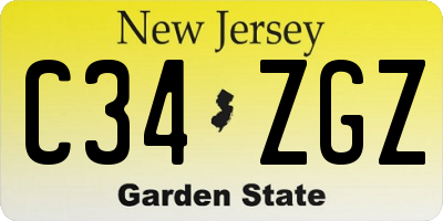 NJ license plate C34ZGZ