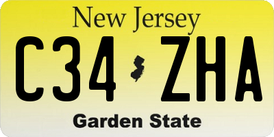 NJ license plate C34ZHA
