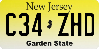 NJ license plate C34ZHD