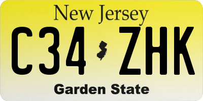NJ license plate C34ZHK