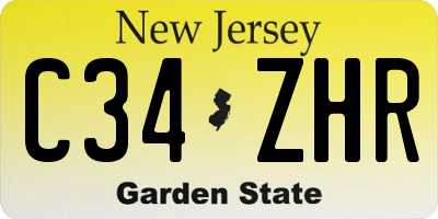 NJ license plate C34ZHR