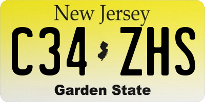 NJ license plate C34ZHS