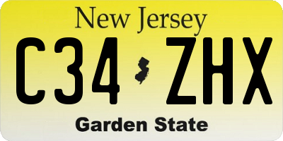NJ license plate C34ZHX