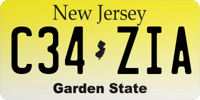 NJ license plate C34ZIA