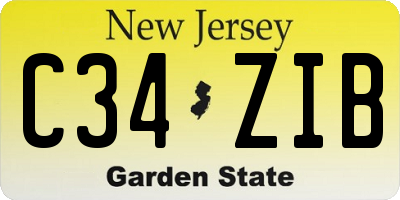 NJ license plate C34ZIB