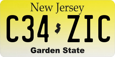 NJ license plate C34ZIC