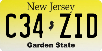 NJ license plate C34ZID