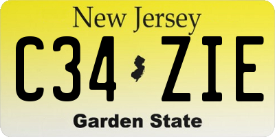 NJ license plate C34ZIE