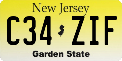 NJ license plate C34ZIF