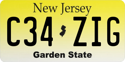 NJ license plate C34ZIG