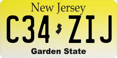 NJ license plate C34ZIJ