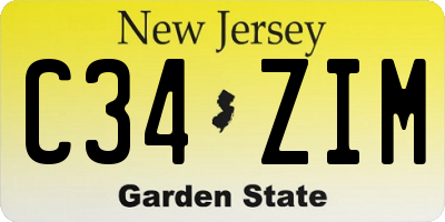 NJ license plate C34ZIM