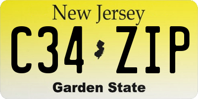 NJ license plate C34ZIP