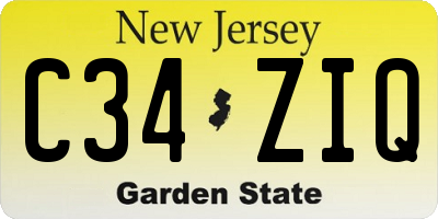 NJ license plate C34ZIQ