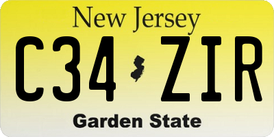 NJ license plate C34ZIR