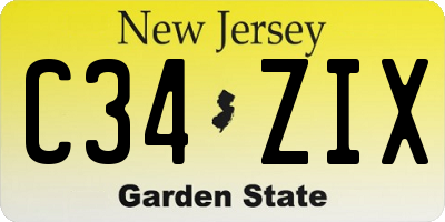 NJ license plate C34ZIX